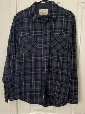 Weatherproof Brown & Light Blue Plaid Button-Down Shirt